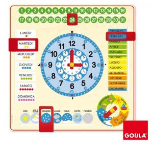 Orologio e calendario in legno Goula
