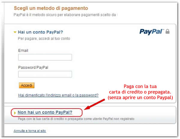 pagamento con carta di credito