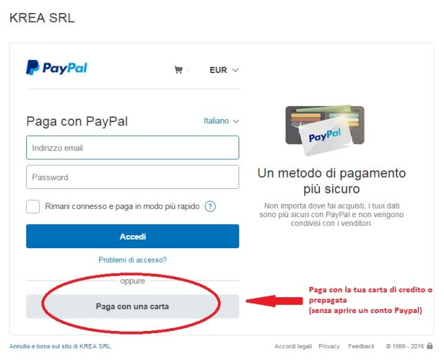 Paga con carta di credito Paga con carta di credito